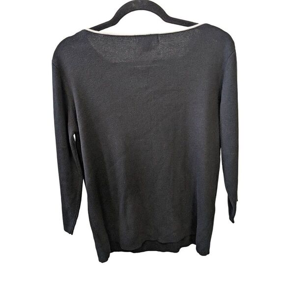NWT Eddie Bauer Boatneck Cotton Sweater Long Sleeve Black Women Size Large - Picture 2 of 5